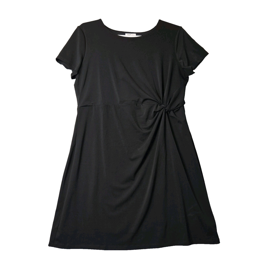 Maurices 24/7 Black SS Side Knot Mini Dress Women's Plus XXL Stretch Lined